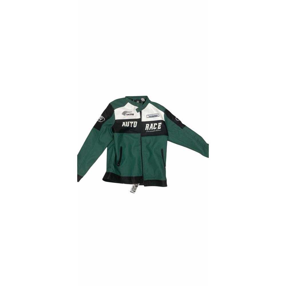 REFINERY REPUBLIC AUTO RACE Green Black Team Racing Racer Jacket Size Large - Picture 2 of 5